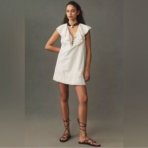 Pilcro | Dresses | Anthropologie Pilcro Vneck Ruffle Linen Mini Dress |  Poshmark